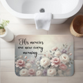 "His Mercies Are New Every Morning” Floral Bathroom Rug – Faith-Inspired Decor