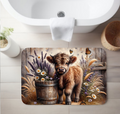Highland Cow & Lavender Wildflowers – Farmhouse Style Bathroom, Kitchen & Entryway Sizes