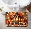 Autumn Lantern Sunflower Bathroom Rug – Rustic Fall Decor