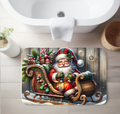 Santa in Sleigh Bathroom Rug – Classic Farmhouse Christmas Decor