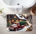 Red Truck Christmas Tree  Rug – Rustic Winter Farmhouse Decor