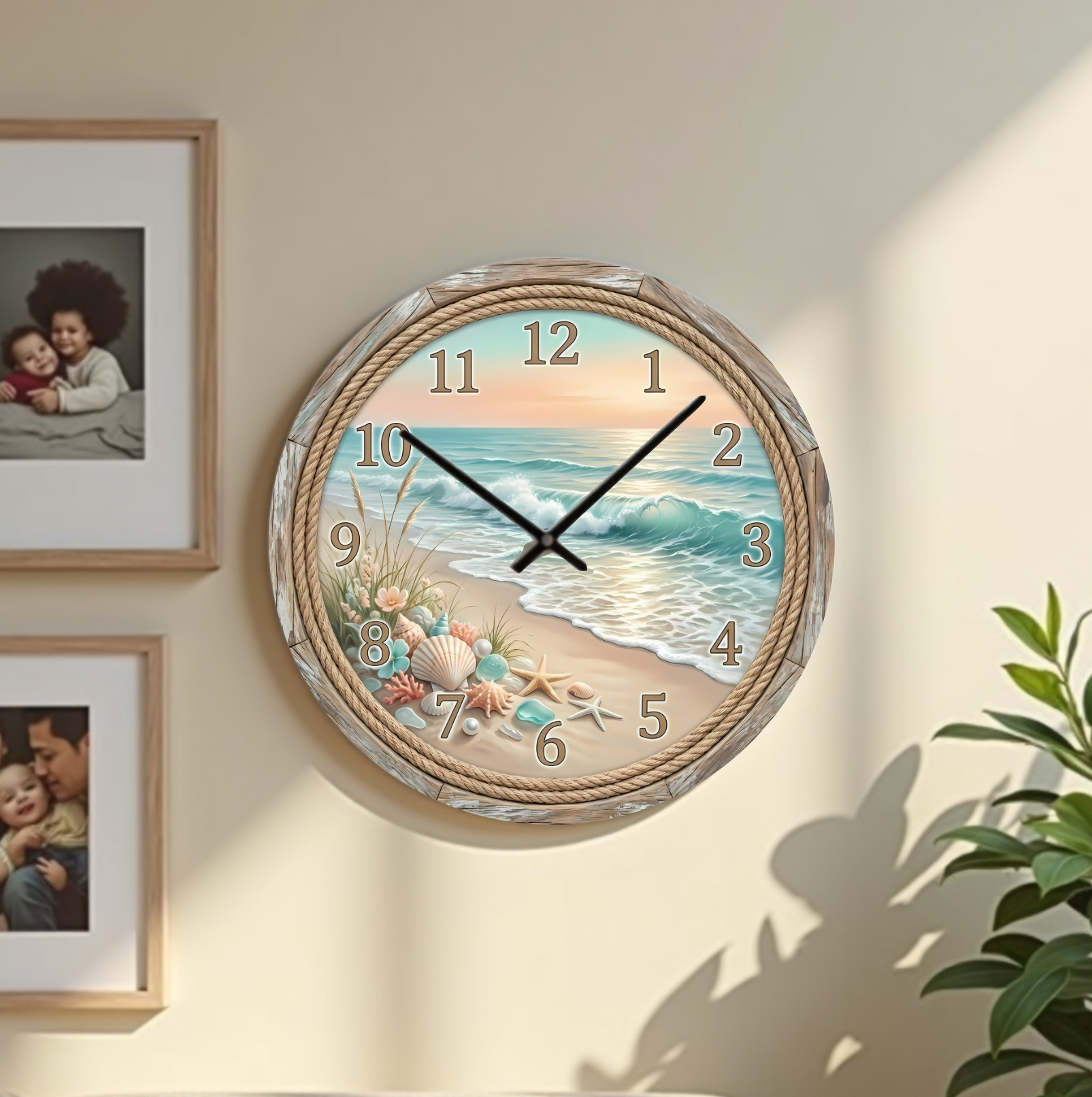 Seaside Shells Coastal Wall Clock