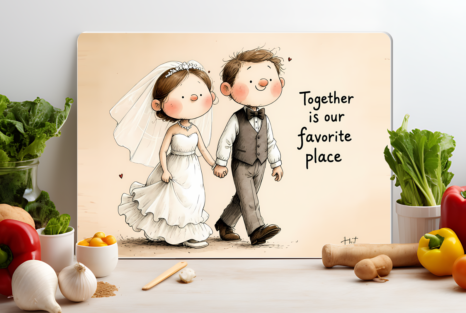 Together Is Our Favorite Place Wedding Glass Cutting Board