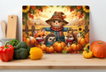 Autumn Friends Scarecrow Glass Cutting Board