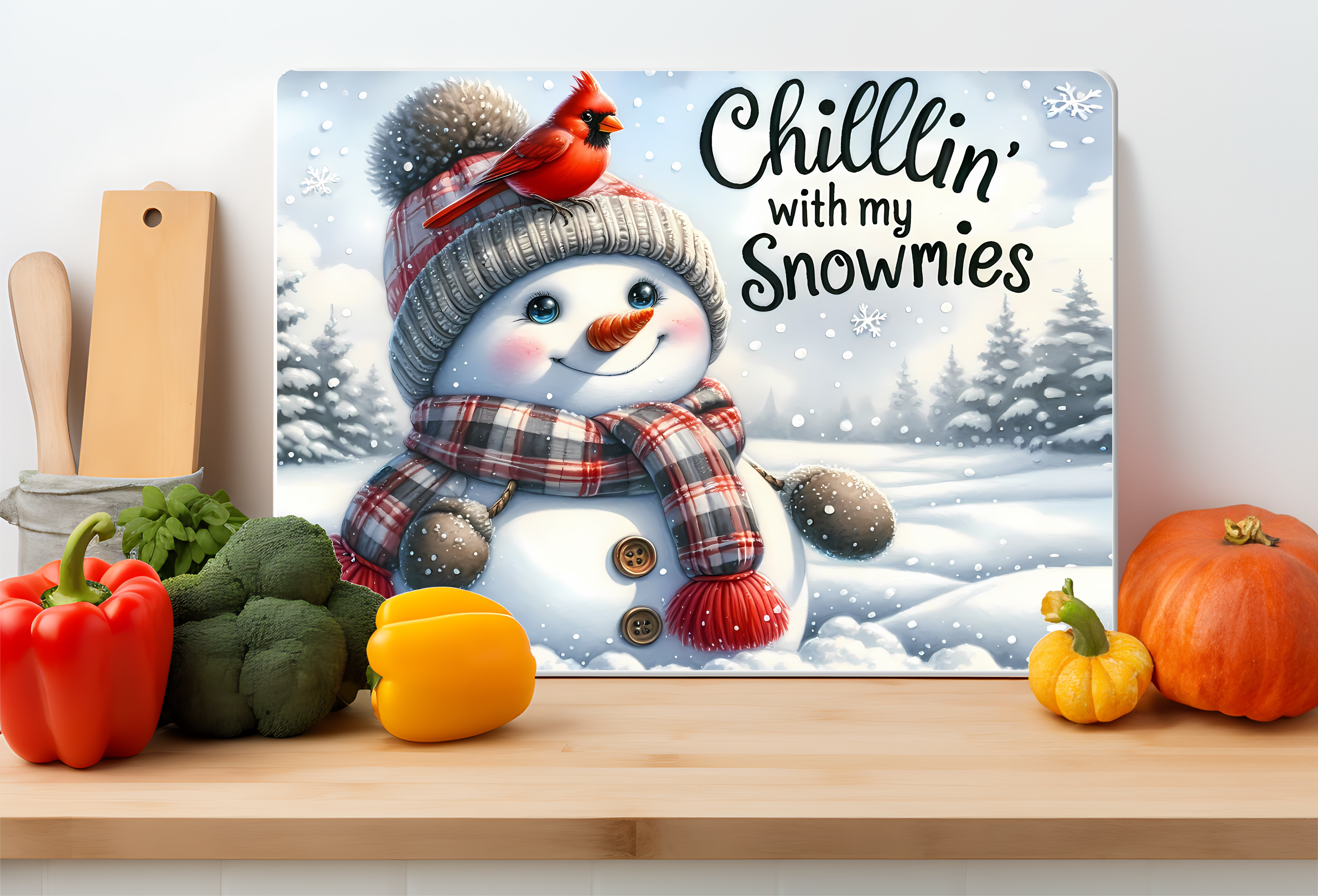 Chillin’ with My Snowmies Snowman Glass Cutting Board
