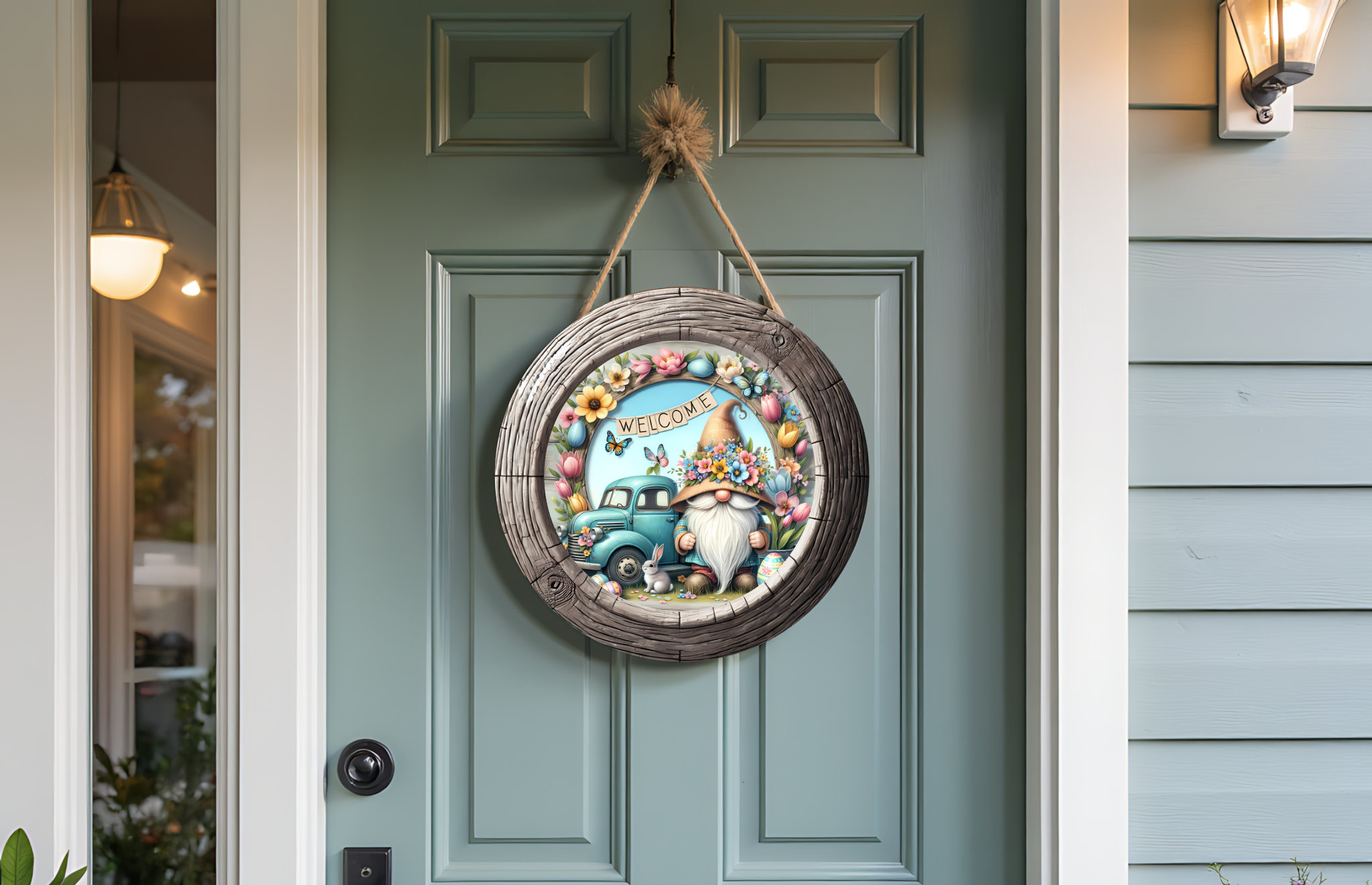 Spring Gnome Welcome Door Round – Whimsical Front Door Decor