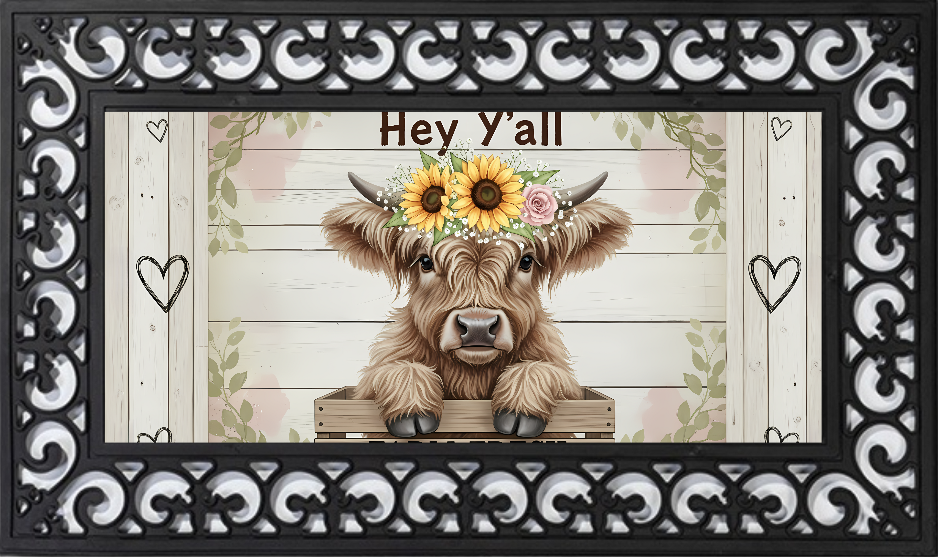 Hey Y’all Highland Cow – Outdoor Mat Insert