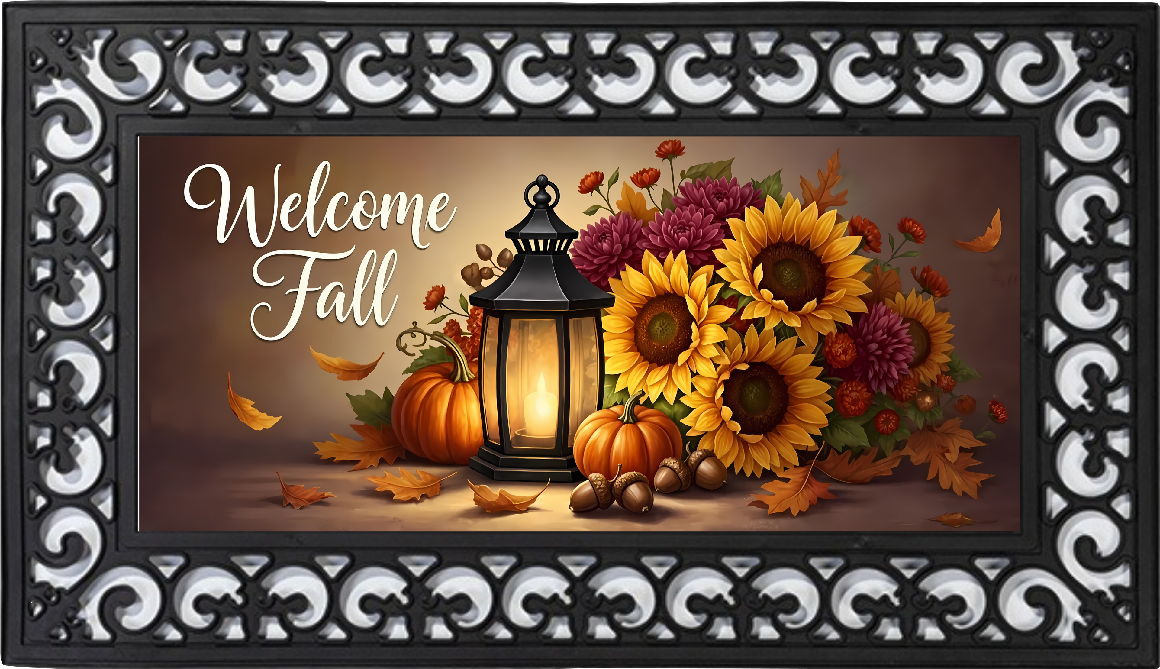 Welcome Fall Lantern & Sunflowers – Outdoor Mat Insert