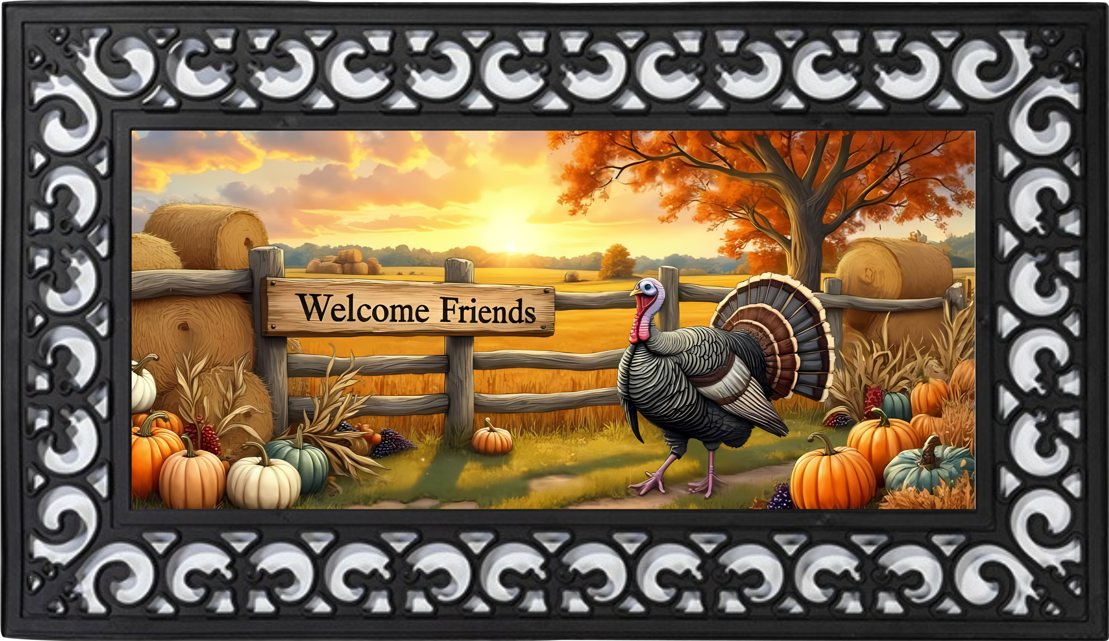 Welcome Friends Fall Mat Insert – Turkey Farm Porch Decor