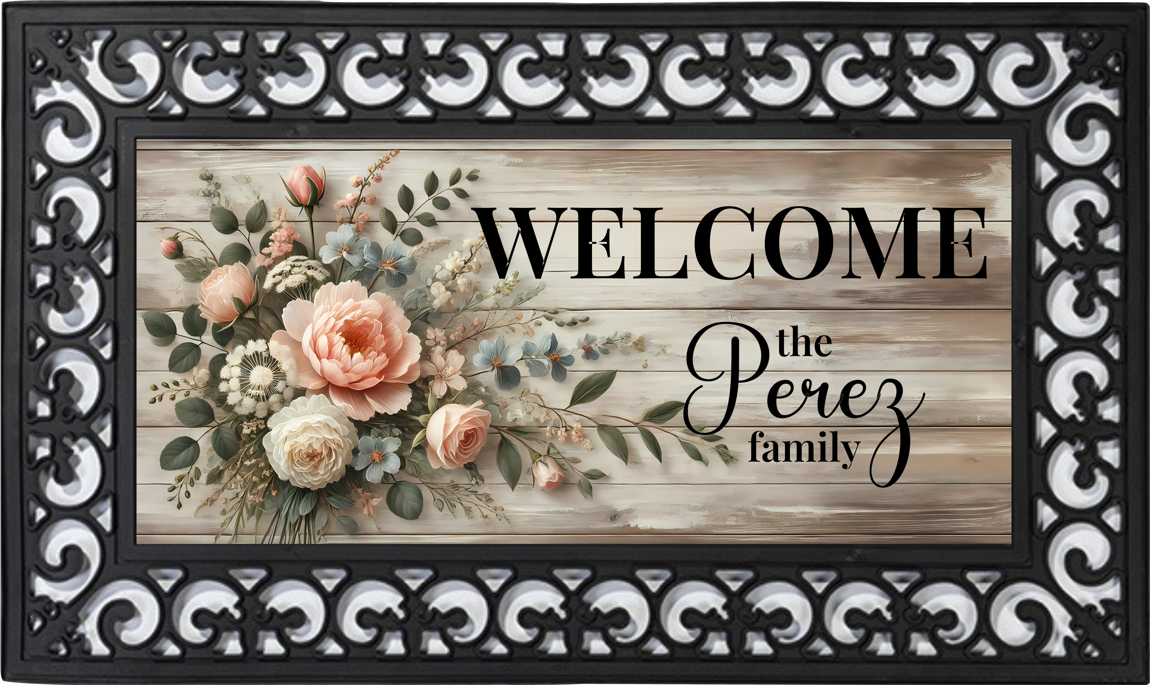 Custom Welcome Door Mat Insert – Personalized Family Name