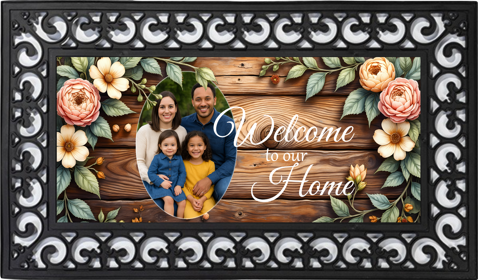 Personalized Photo Welcome Mat – Custom Family Picture Entryway Insert