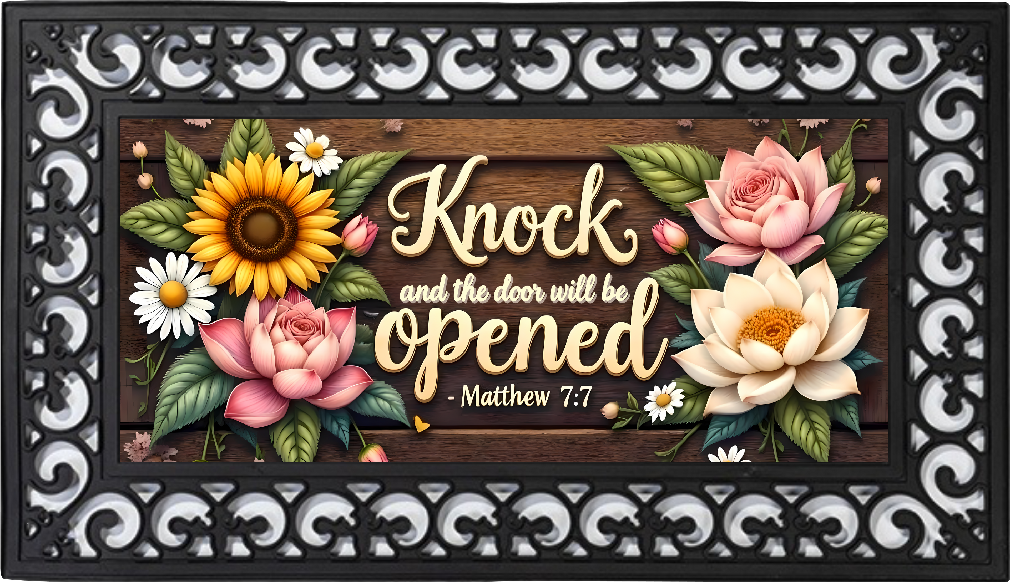 Knock and the Door Will Be Opened – Matthew 7:7 Outdoor Mat Insert