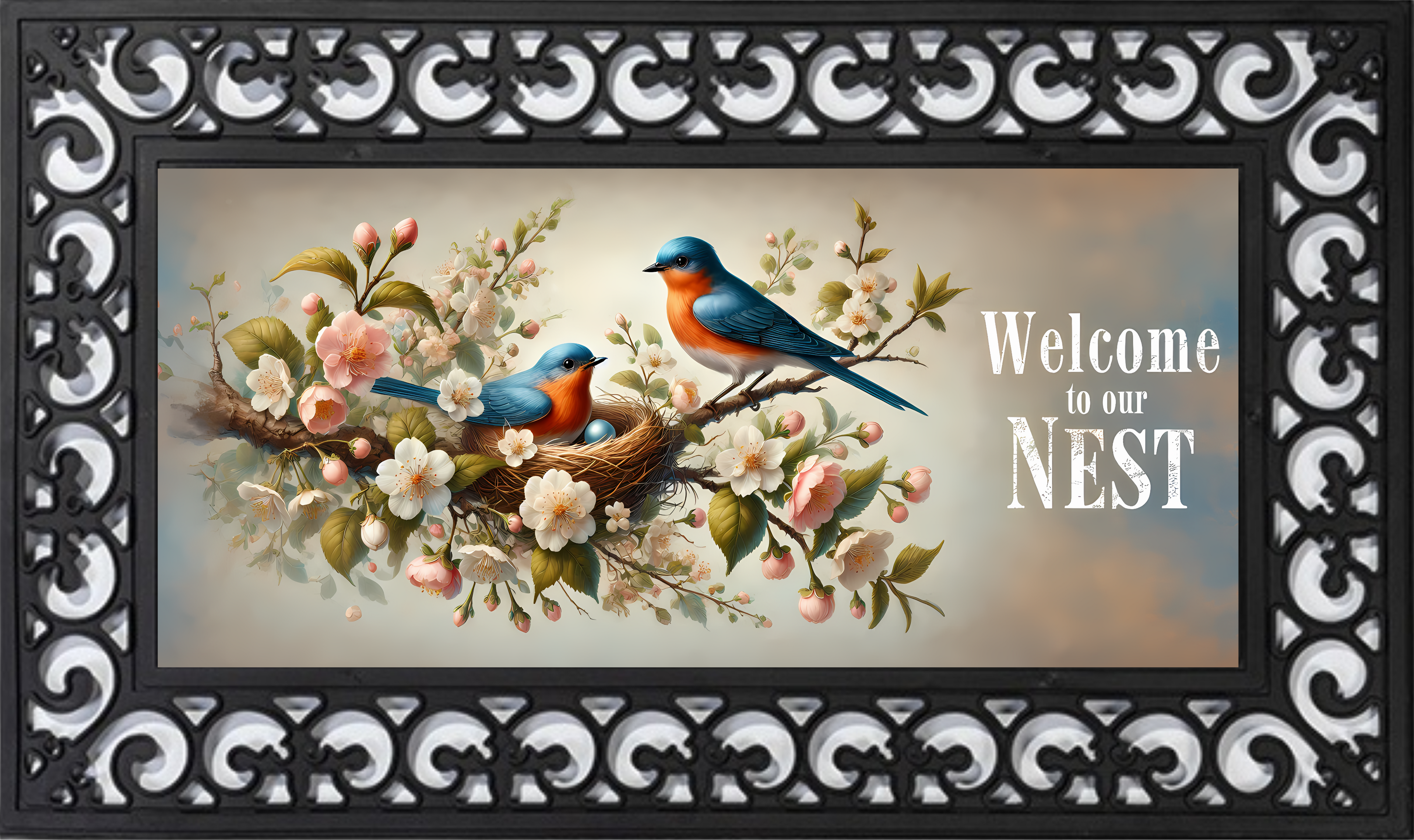 Welcome to Our Nest Spring Mat Insert – Floral Bird Porch Decor