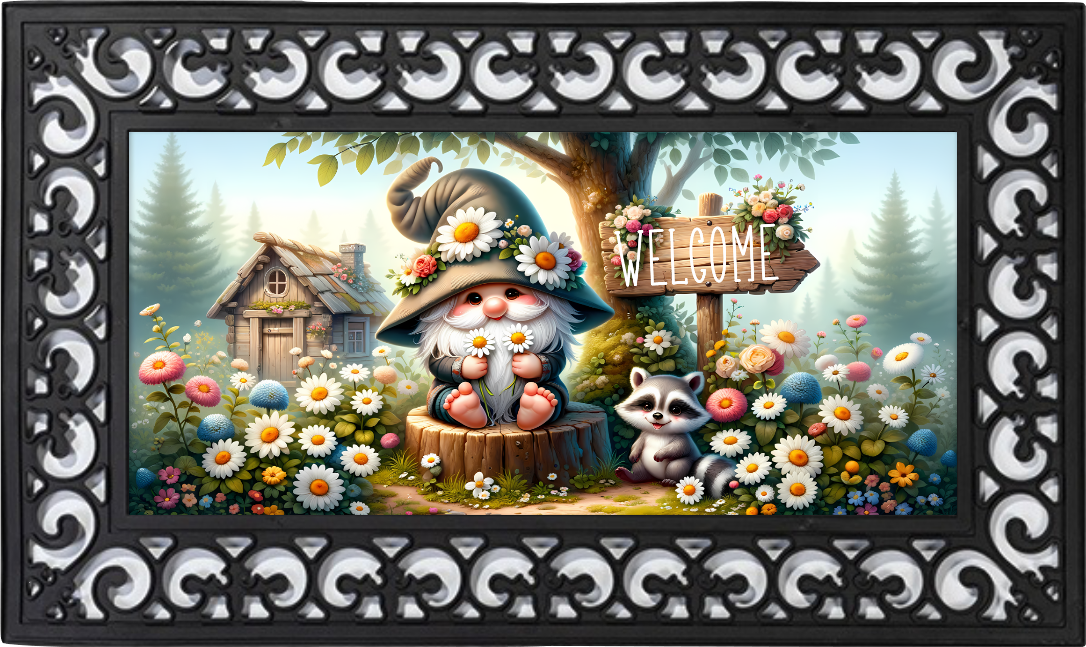 Welcome Gnome Garden Mat Insert – Whimsical Spring Porch Decor