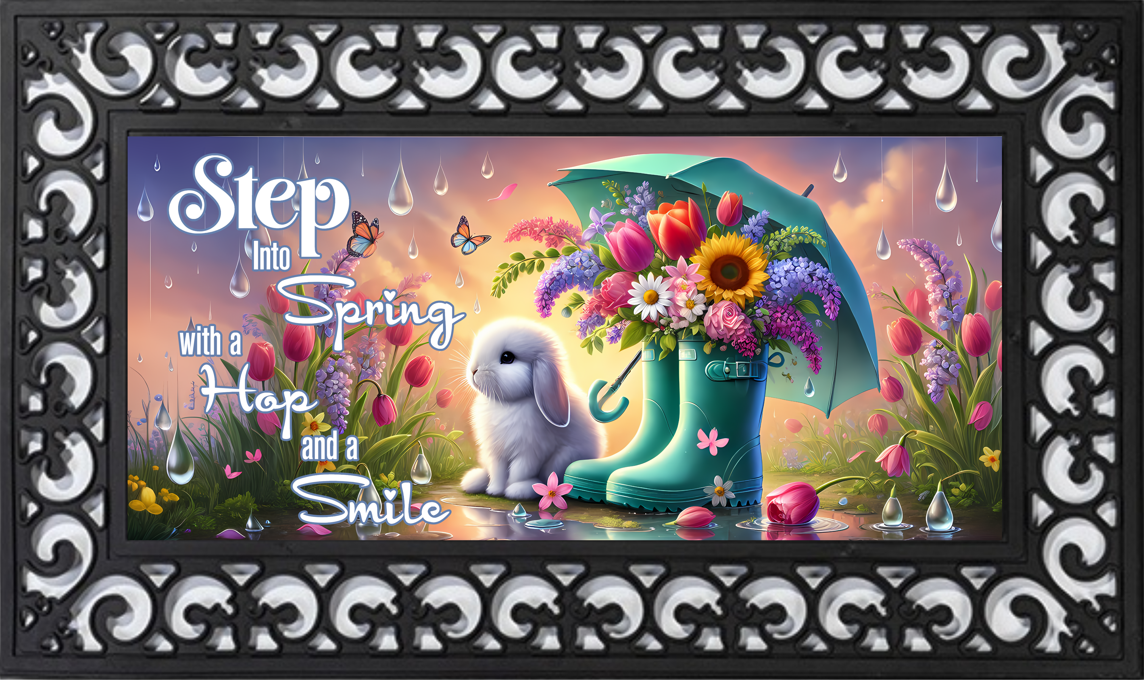 Step Into Spring with a Hop and a Smile – Outdoor Mat Insert