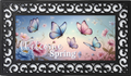 Welcome Spring Butterfly Outdoor Mat – Pastel Floral Entry Rug