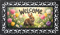 Spring Bunny Welcome Outdoor Mat – Tulip Garden Entry Rug