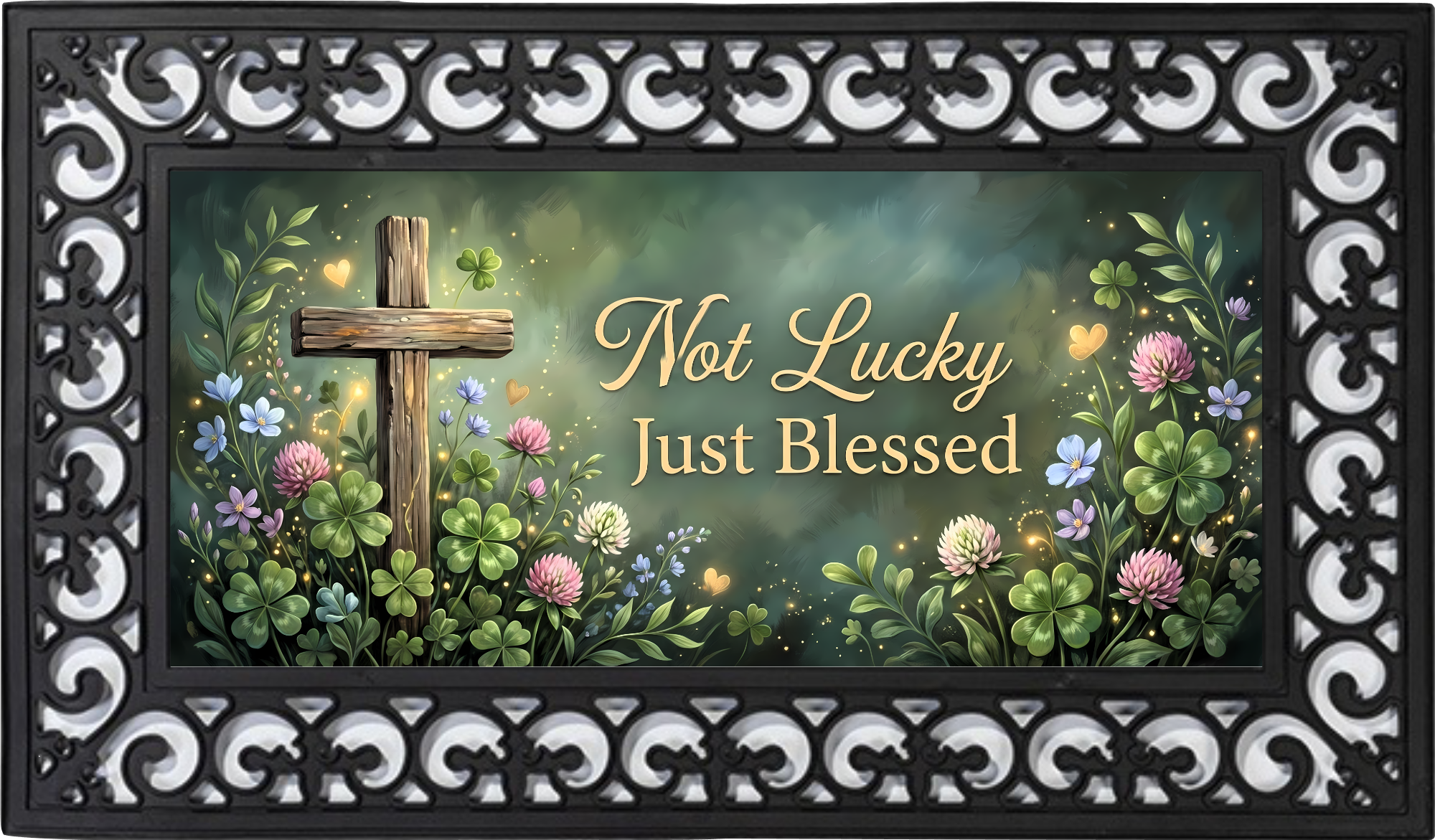 Not Lucky Just Blessed Outdoor Mat – Faith Inspired Porch Decor