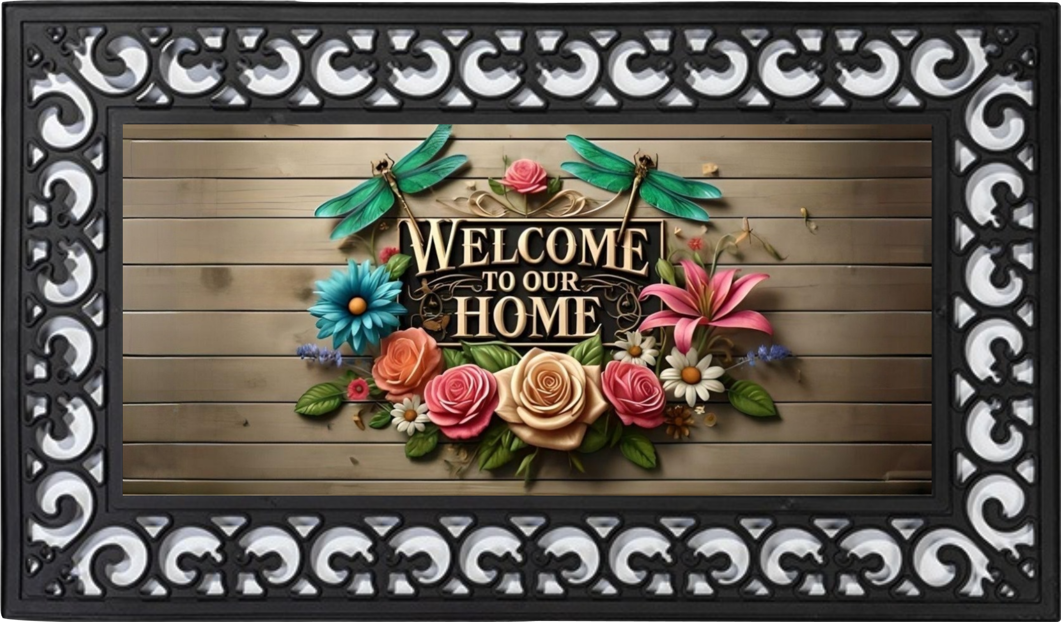 Welcome to Our Home Floral Welcome Mat Insert – Rustic Garden Porch Decor