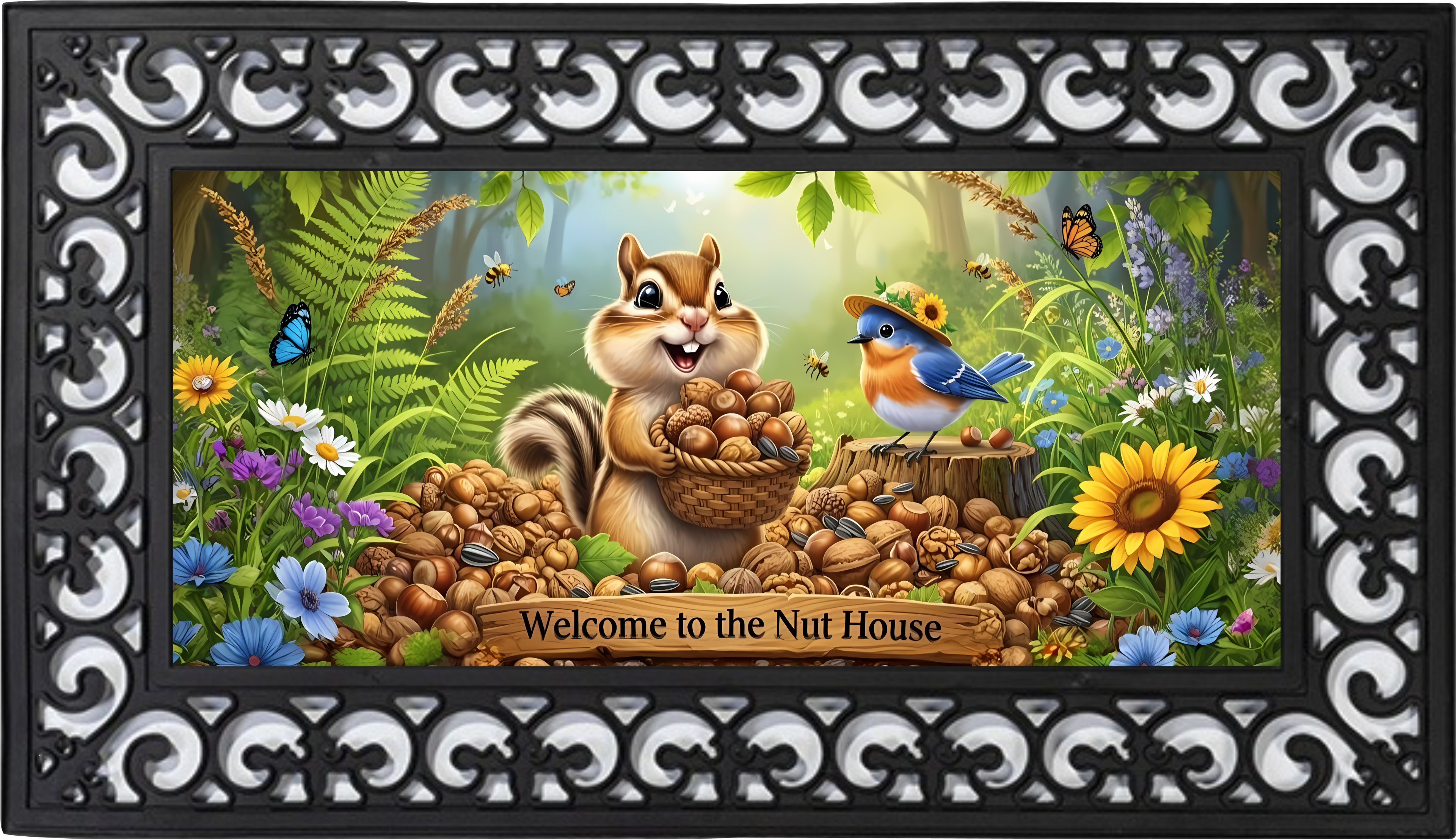 Welcome to the Nut House Welcome Mat Insert – Whimsical Woodland Porch Decor