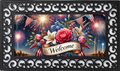 Patriotic Floral Welcome Mat Insert – Americana Summer Porch Decor