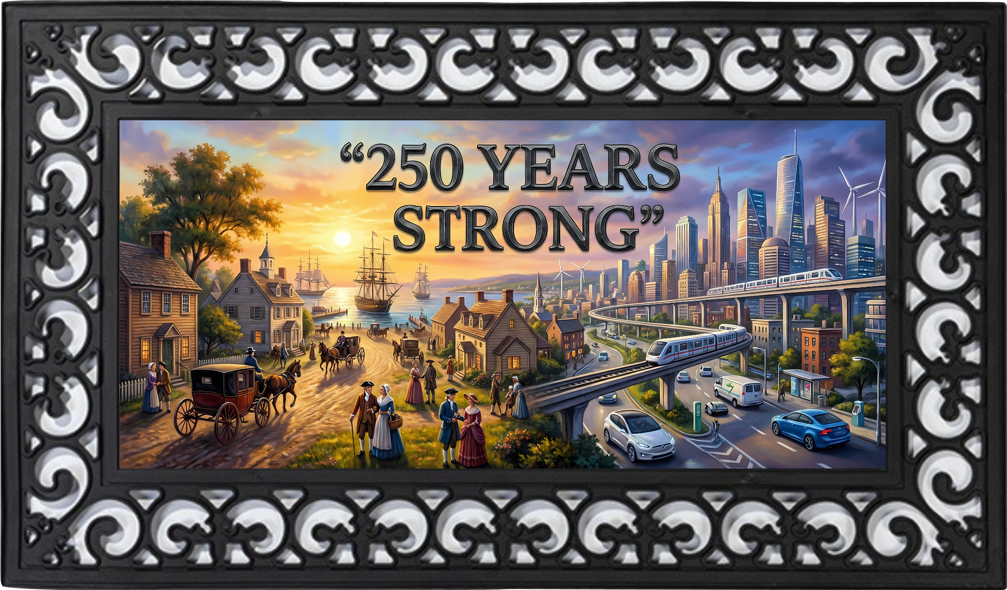 250 Years Strong Patriotic Outdoor Mat – America Anniversary Porch Decor