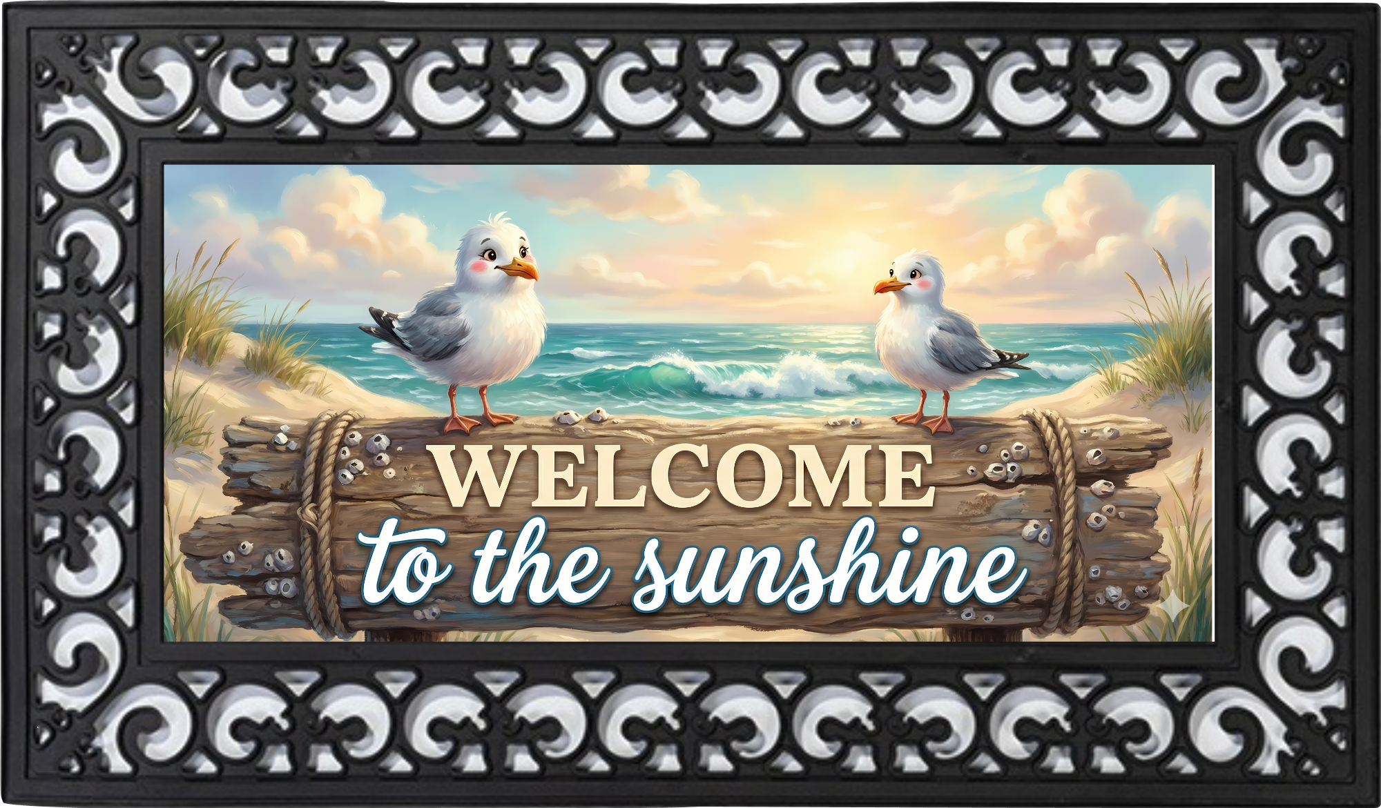 Welcome to the Sunshine Coastal Outdoor Mat – Seagull Beach Porch Decor