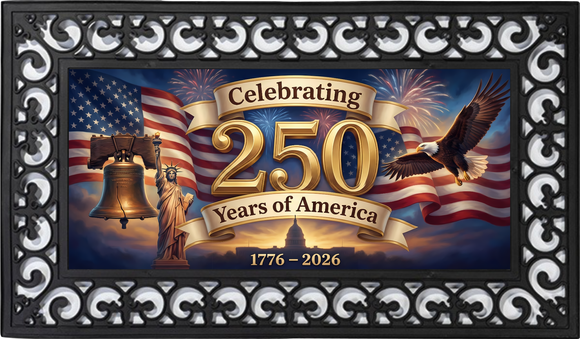 America 250th Anniversary Patriotic Outdoor Doormat Insert 1776–2026