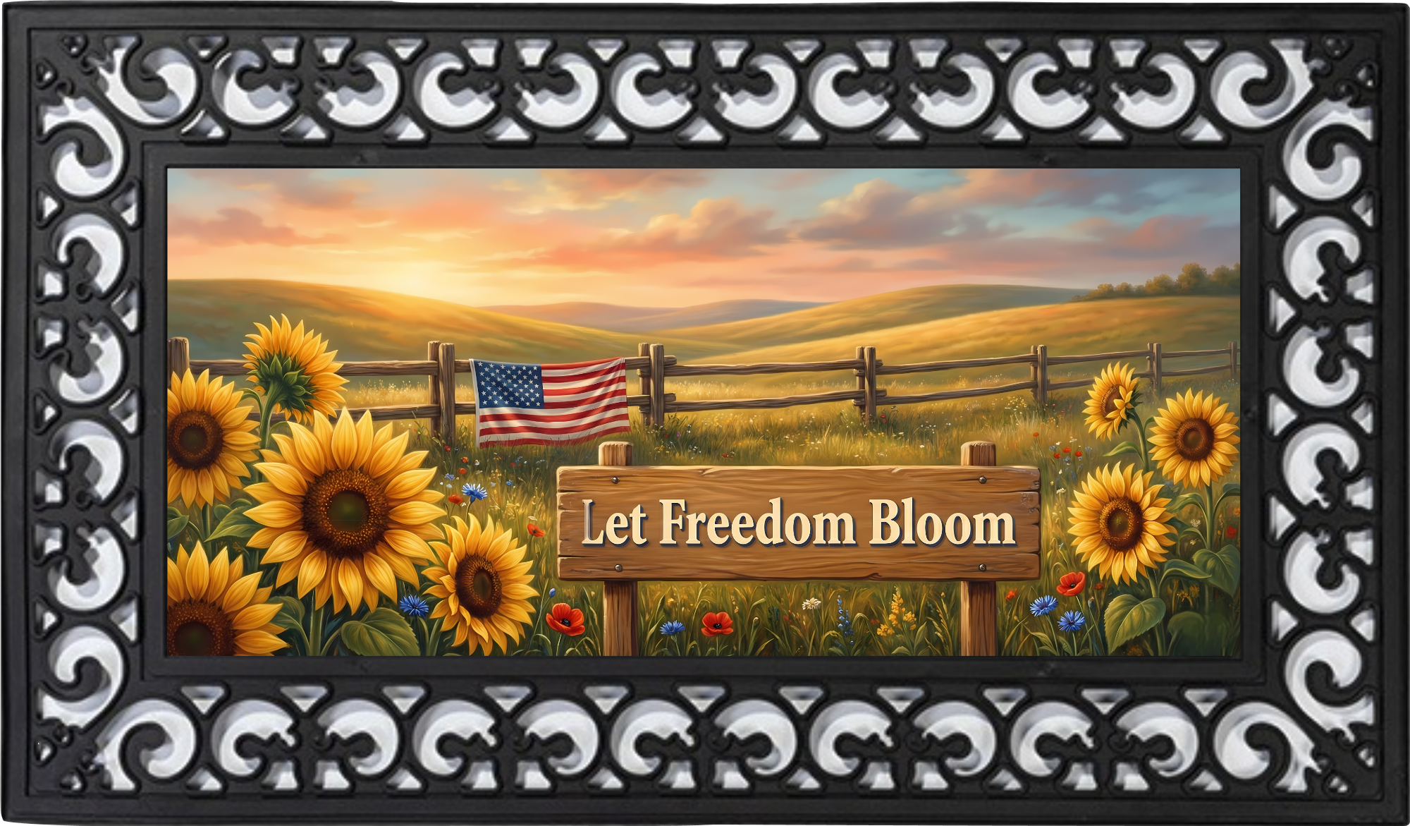 Let Freedom Bloom Sunflower Patriotic Outdoor Doormat Insert