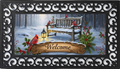 Winter Cardinal Bench Welcome Mat Insert – Snowy Woodland Porch Decor