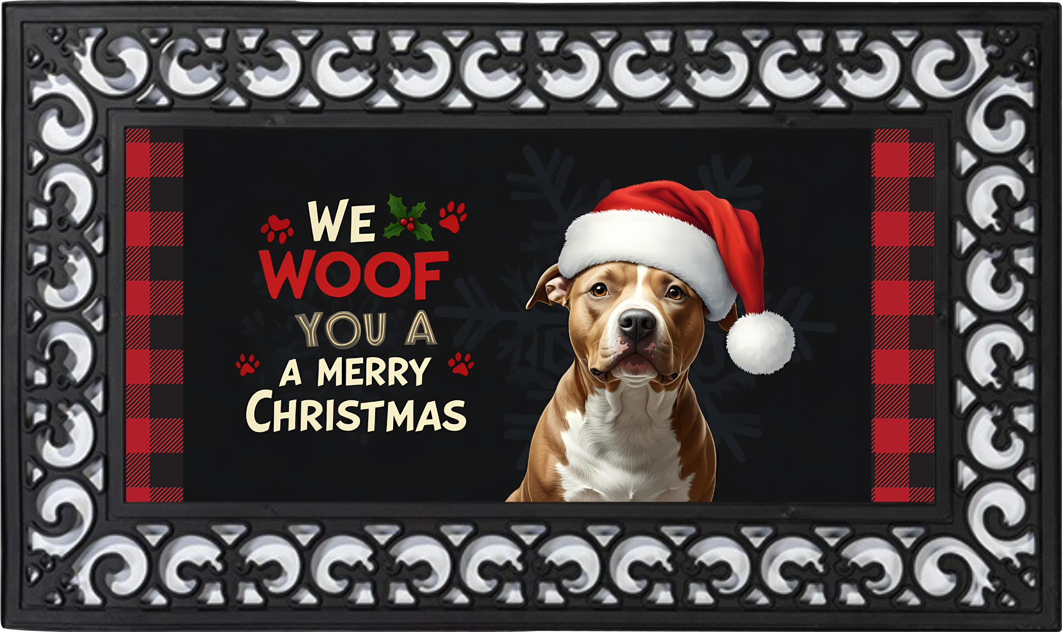 Christmas Dog Welcome Mat Insert – Funny Holiday Porch Decor