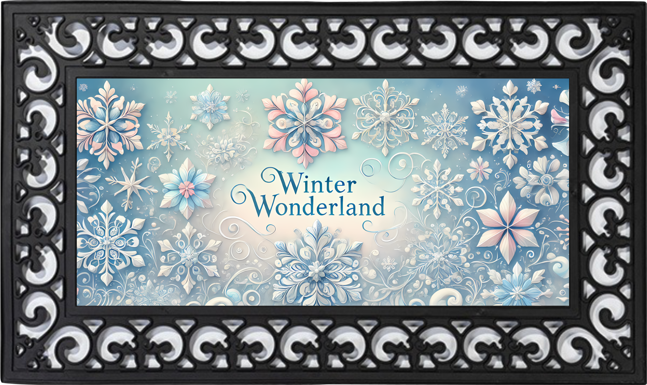 Winter Wonderland Snowflake Mat Insert – Elegant Winter Porch Decor