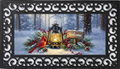 Winter Cardinal Lantern Welcome Mat Insert – Cozy Holiday Porch Decor
