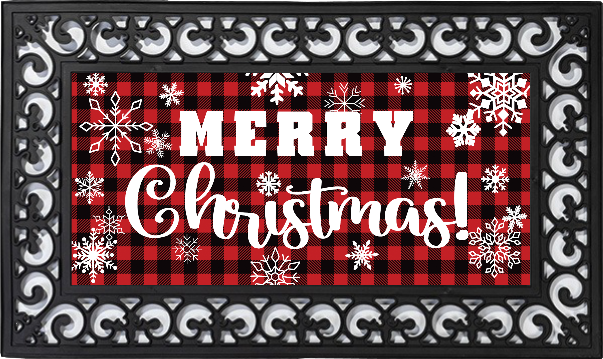 Merry Christmas Buffalo Plaid Mat Insert – Farmhouse Holiday Decor