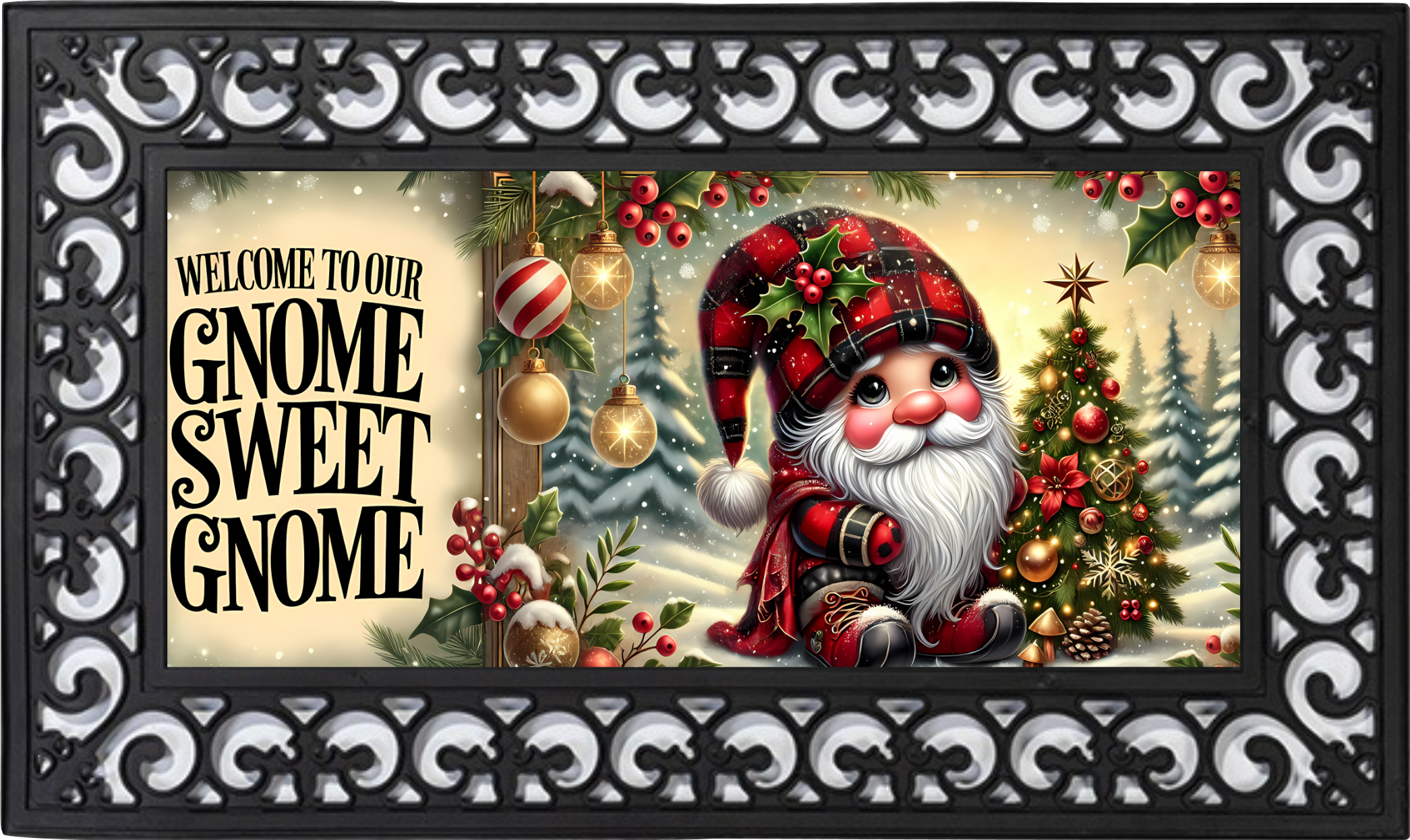 Welcome to Our Gnome Sweet Gnome Mat Insert – Whimsical Christmas Decor