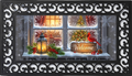 Winter Window Cardinal Welcome Mat Insert – Rustic Christmas Porch Decor