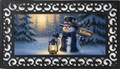 Welcome Snowman with Lantern Mat Insert – Rustic Winter Porch Decor