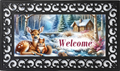 Winter Woodland Deer Welcome Mat Insert – Snowy Cabin Porch Decor