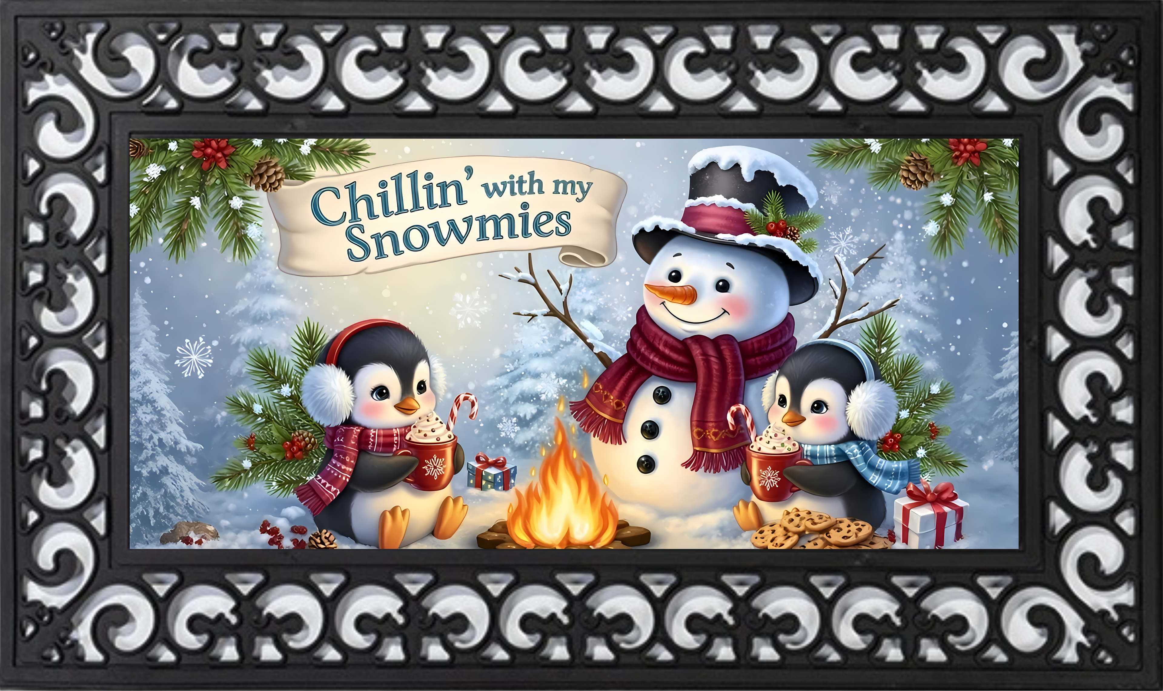 Chillin’ with My Snowmies Mat Insert – Cute Winter Porch Decor