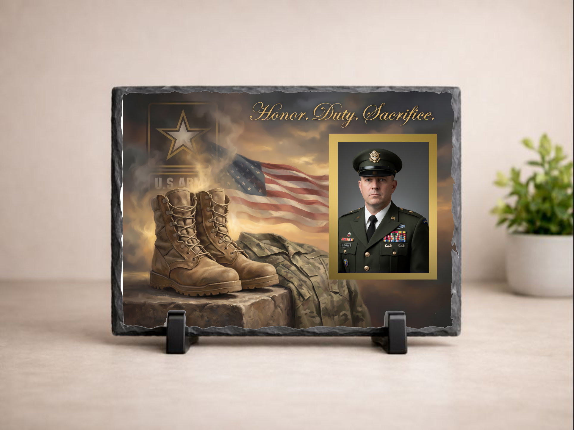 Honor Duty Sacrifice Army Memorial Photo Slate