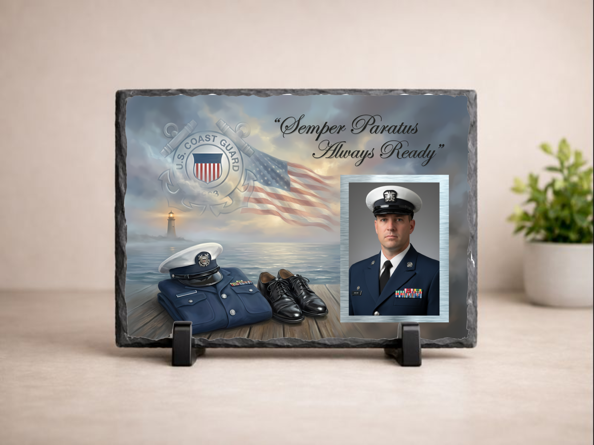 Semper Paratus Coast Guard Memorial Photo Slate