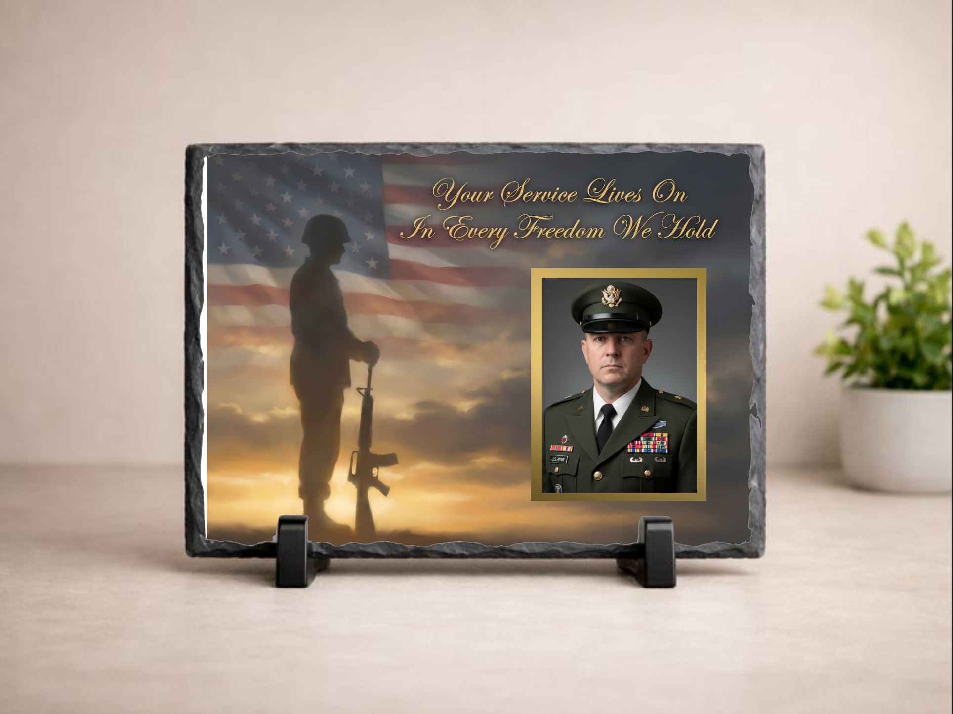 Your Service Lives On Army Memorial Photo Slate