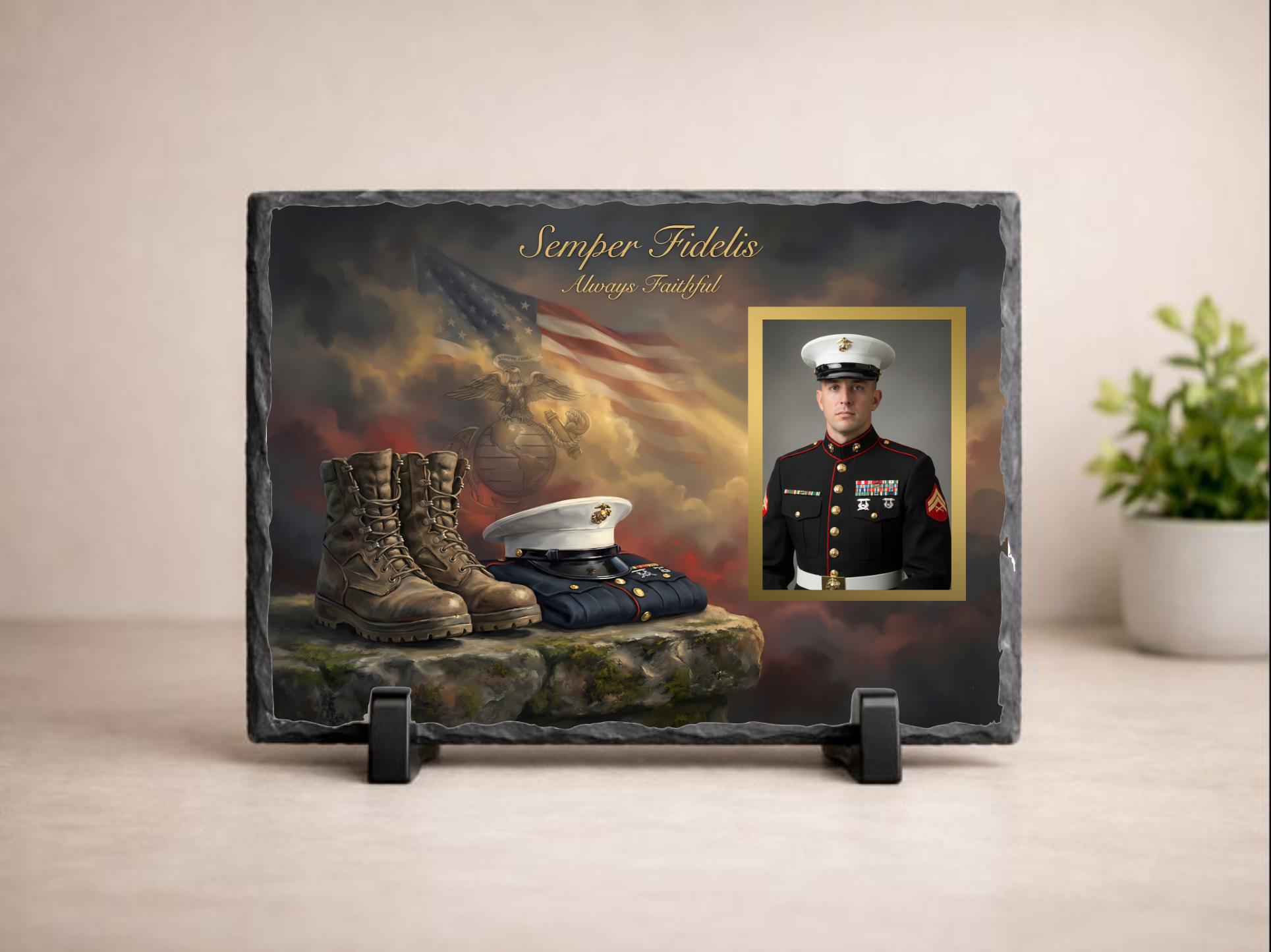 Semper Fidelis Marine Corps Memorial Photo Slate