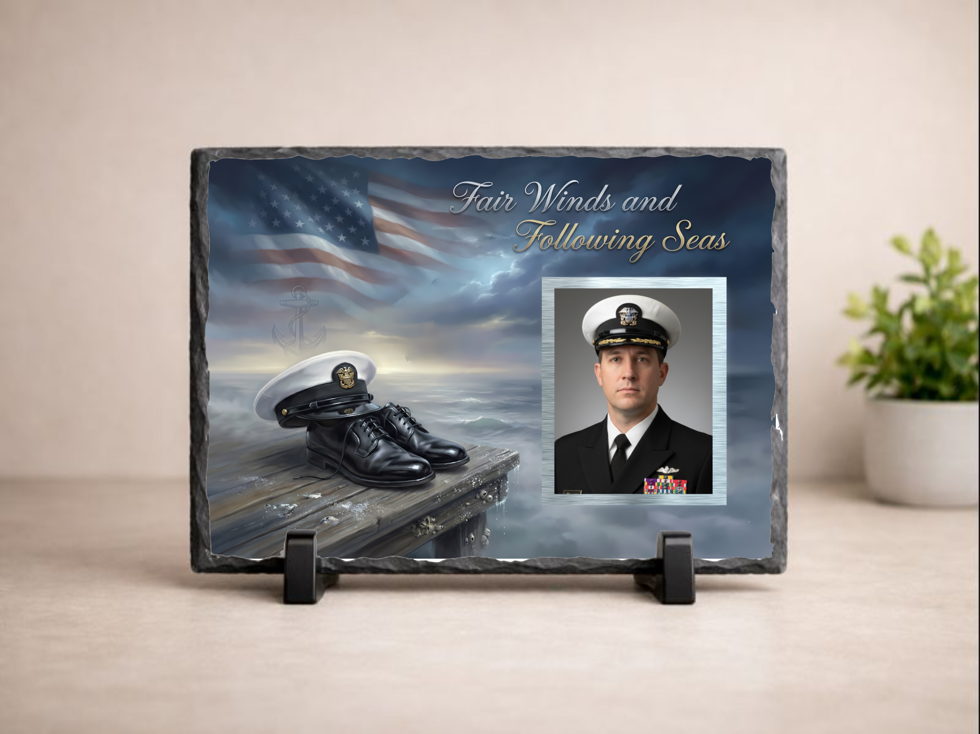 Fair Winds and Following Seas Navy Memorial Photo Slate