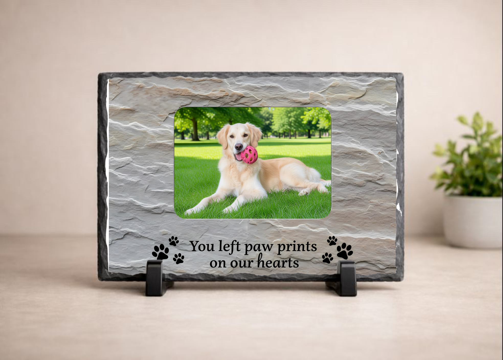 You Left Paw Prints on Our Hearts – Personalized Pet Memorial Slate