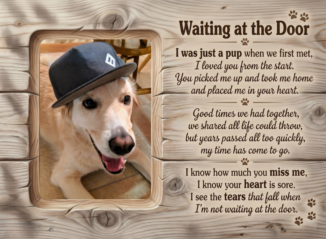 Waiting at the Door Pet Memorial Slate – Personalized Photo Tribute