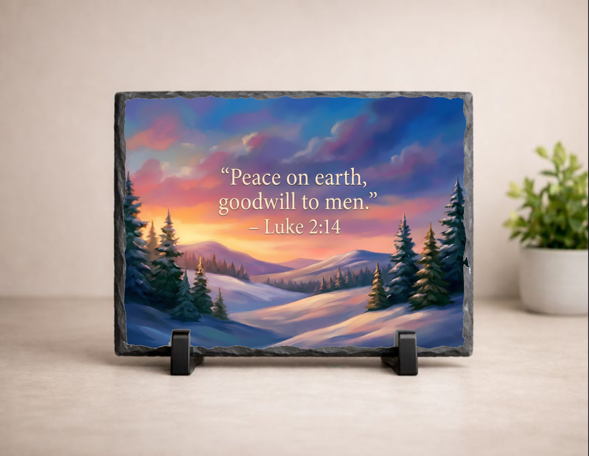 “Peace on Earth, Goodwill to Men” Christmas Scripture Slate – Luke 2:14