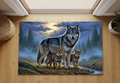 Wolf Family Woodland Wildlife Rug