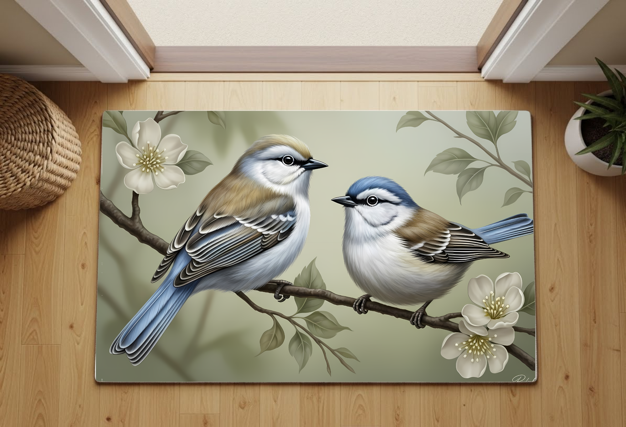 Bluebird Blossoms Spring Accent Rug