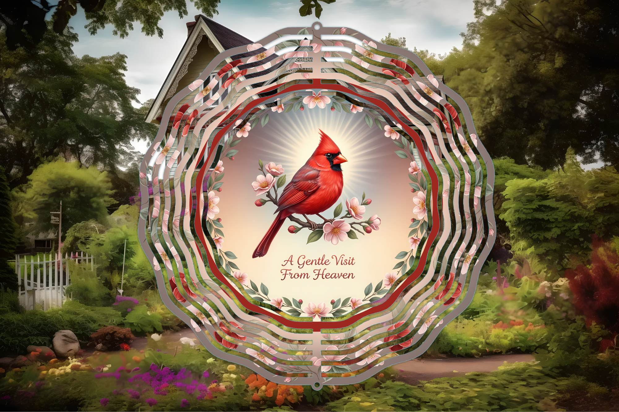 A Gentle Visit From Heaven Cardinal Wind Spinner – Memorial Garden Decor